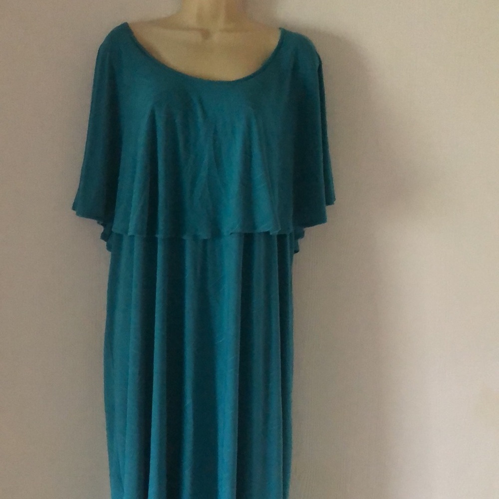 Catherine’s Teal plus size Easter chiffon off shoulder dress